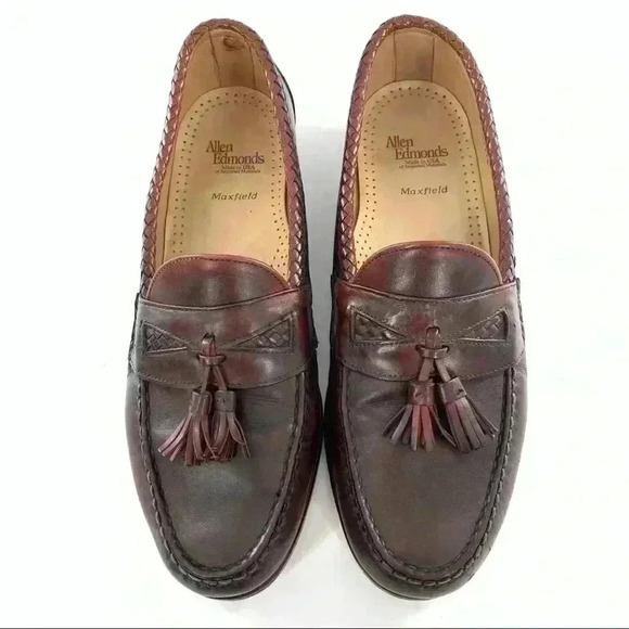 Allen Edmonds Maxfield mens size 12 brown leather tassel penny slip on - Picture 2 of 13
